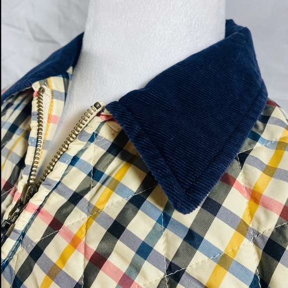 Talbots Plaid Quilted Full Zip Jacket Corduroy Collar Small Petite Field Coat SP - Picture 2 of 14